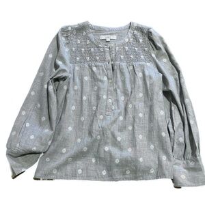 Gray blouse with white accents